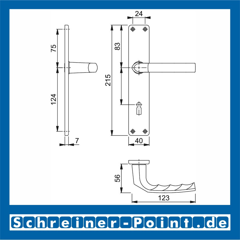 Hoppe Birmingham Aluminium Langschildgarnitur F1 Natur 1117/202SP, 2533847, 3102571, 2533978, 3102627, 2534014, 3102651, 2534006, 3147850